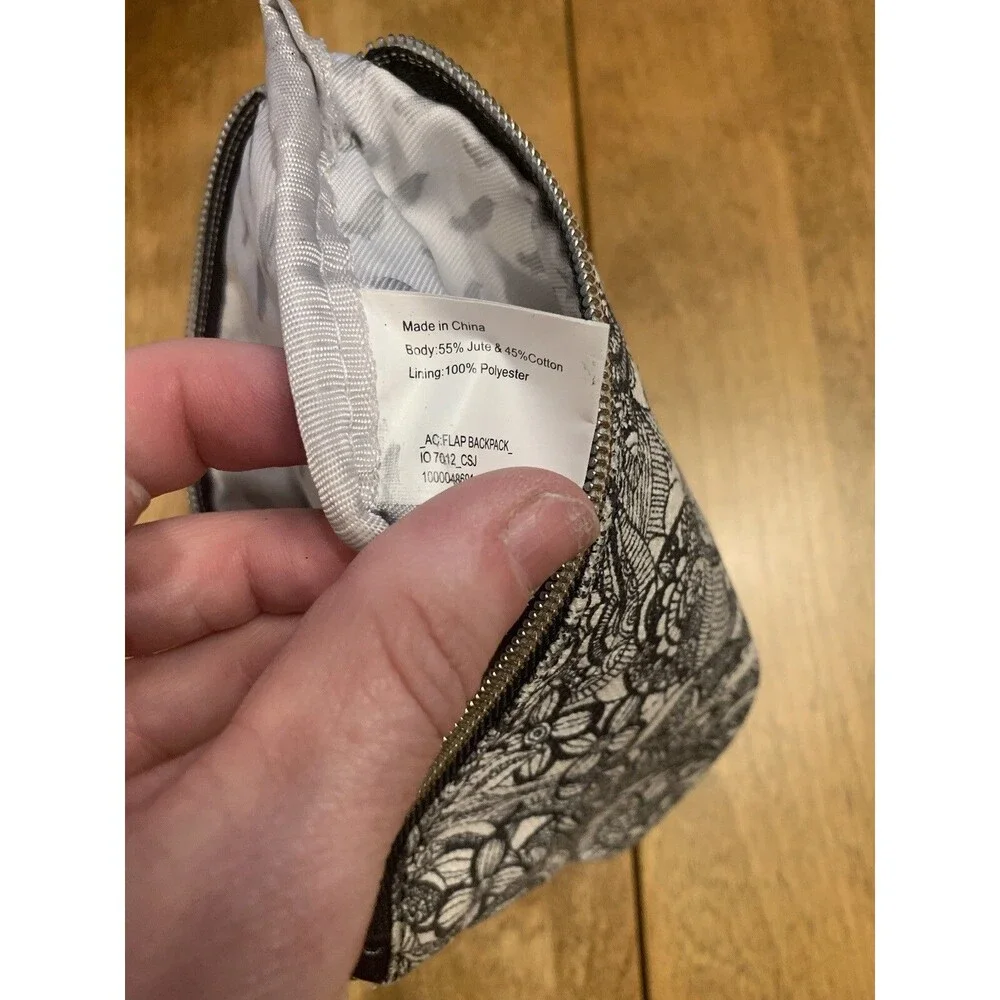 Sakroots Spirit Desert Embroidered Zippered Pouch ~ Black & White Floral Design